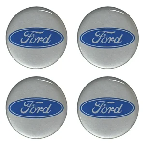 Zamów teraz NAKLEJKI NA DEKIELKI FELGI KOŁPAKI FORD SREBRNE 64 MM