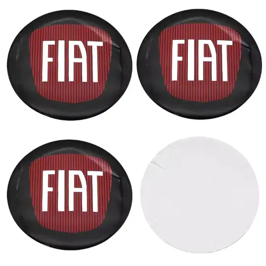 FIAT NAKLEJKI EMBLEMATY ZNACZKI LOGO ALUMINIM 56mm NA KOŁPAKI DEKIELKI Wyprzedaż