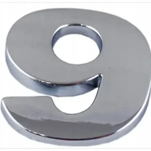 Darmowa dostawa W2H99 EMBLEMAT CYFRA CYFRY LITERA DUŻA CHROM 9 DZIEWIĘĆ 0000-00