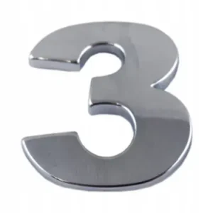 EMBLEMAT CYFRA CYFRY LITERA DUŻA CHROM NAKLEJKA 3D 3 trzy Premium