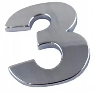 Wyprzedaż EMBLEMAT CYFRA CYFRY LITERA DUŻA CHROM 3 TRZY J4B29