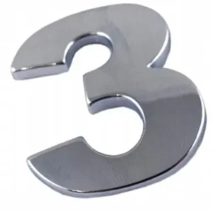 EMBLEMAT CYFRA CYFRY LITERA DUŻA CHROM 3 TRZY I3C94 Oferta limitowana