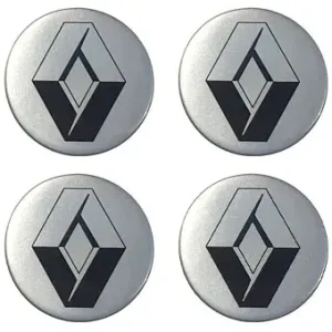 Autentyczny NAKLEJKI NA DEKIELKI FELGI KOŁPAKI RENAULT SREBRNE 56 MM