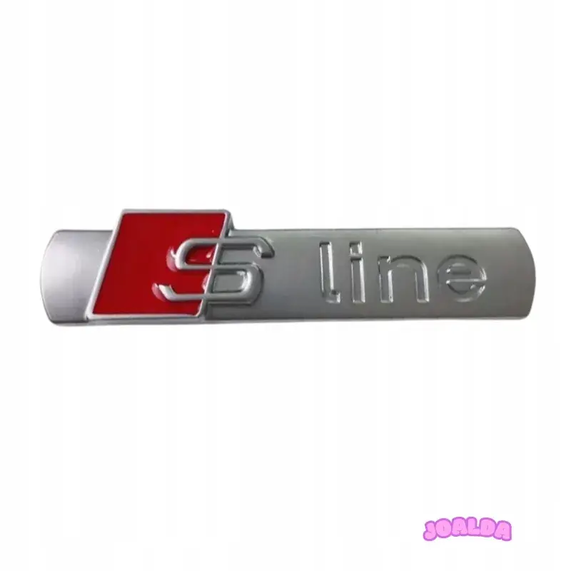 Oryginalny EMBLEMAT drzwi błotnik klapa S LINE znaczek SREBRNY MAT AUDI 7,2x1,6cm