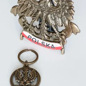 Wysoka jakość Orzełek metalowy Polska stojak+ brelok otwieracz do kluczy zestaw 2szt
