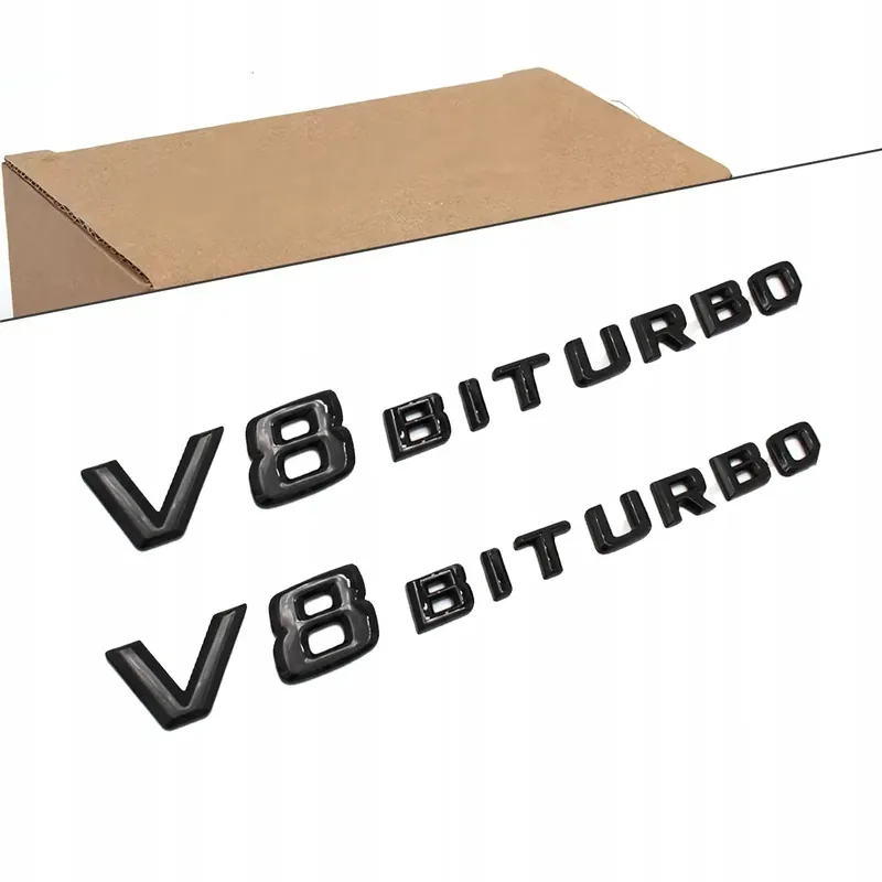 EMBLEMAT ZNACZEK LOGO NAPIS MERCEDES CZARNY V8 BITURBO CZARNY POŁYSK 2szt Kup teraz