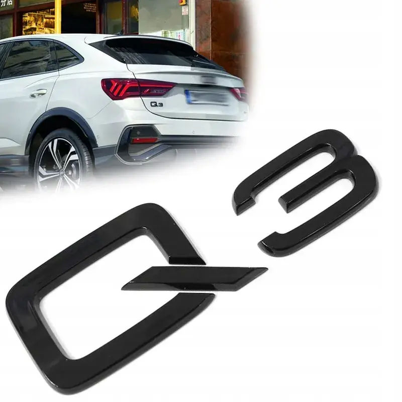 Emblemat NA tył do Audi Q3 Czarny Połysk BLACK GLOSSY JAKOŚĆ HQ Promocja