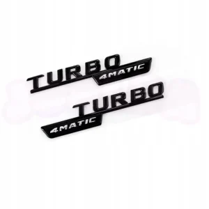Rabat EMBLEMAT TURBO 4MATIC na boki MERCEDES naklejka ZESTAW 2szt. CZARNY