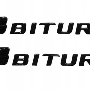 KOMPLET EMBLEMATÓW NA BŁOTNIKI V8 BITURBO MERCEDES AMG CZARNY POŁYSK 2SZT. Promocja