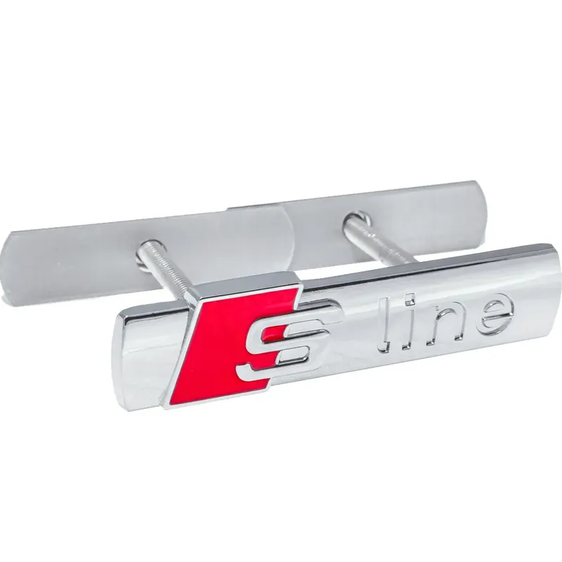 AUDI S-LINE EMBLEMAT ZNACZEK 3D W ZDERZAK GRILL ŚRUBY SREBRNY POŁYSK Rabat