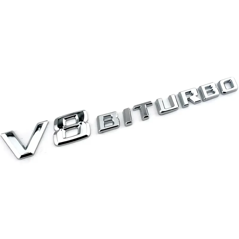 EMBLEMAT ZNACZEK LOGO NAPIS 3D MERCEDES CZARNY V8 BITURBO SREBRNY POŁYSK Tani
