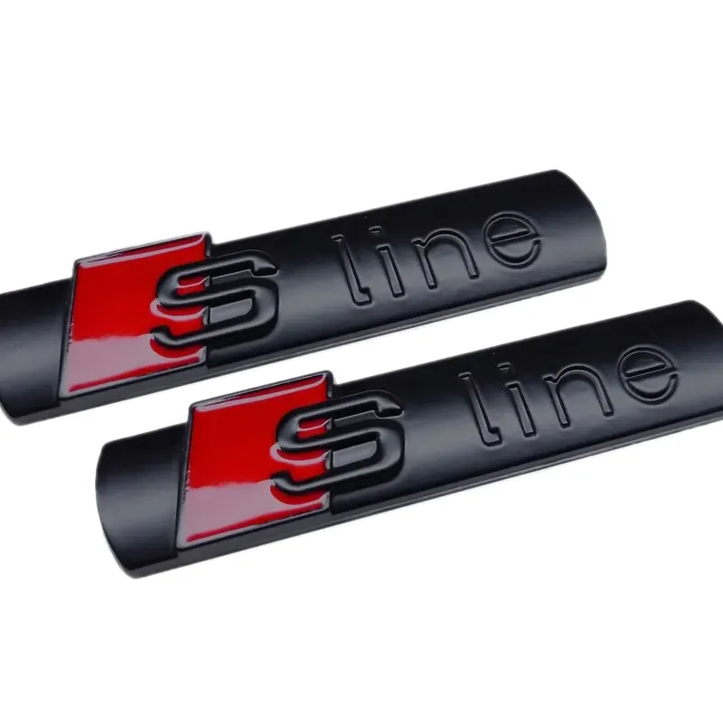 Rabat 2szt Emblematy na błotnik AUDI S-Line 3D 74x15mm Czarny Mat komplet