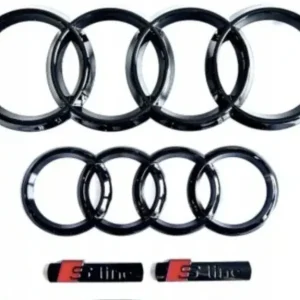Oryginalny Czarne ringi Audi przód i tył +2S-Line A7 C7 S6 RS6 A6 Q5 Q7ABS Połysk 285