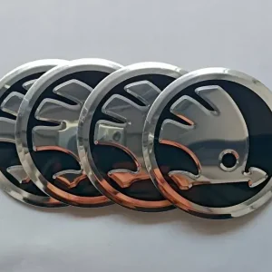 Naklejki emblemat na kołpaki dekielki koła skoda 56 mm aluminium 4 szt NOWE Rabat