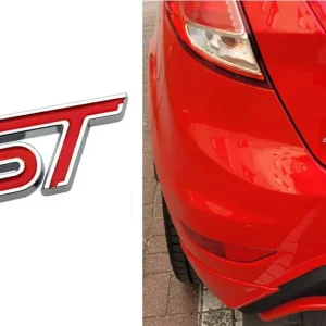 Oryginalny FORD "ST" EMBLEMAT 3D NAKLEJKA NA KLAPE CZERWONY