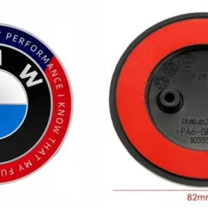 Zwrot pieniędzy Emblemat LOGO 50JAHRE BMW 82mm E81 F10 E63 E64 F11 E87 F07 (2 piny)