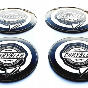 Premium CHRYSLER 4szt. NAKLEJKI EMBLEMATY 56mm ALUMINIOWE