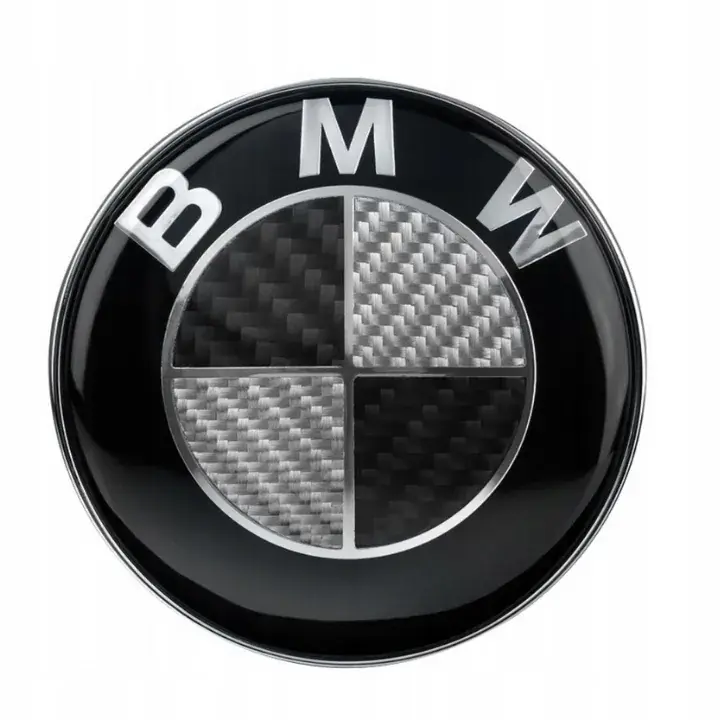 BMW EMBLEMAT ZNACZEK LOGO 82mm NA MASKĘ KLAPĘ CARBON E46 E60 F10 X3 X5 NOW Nowość