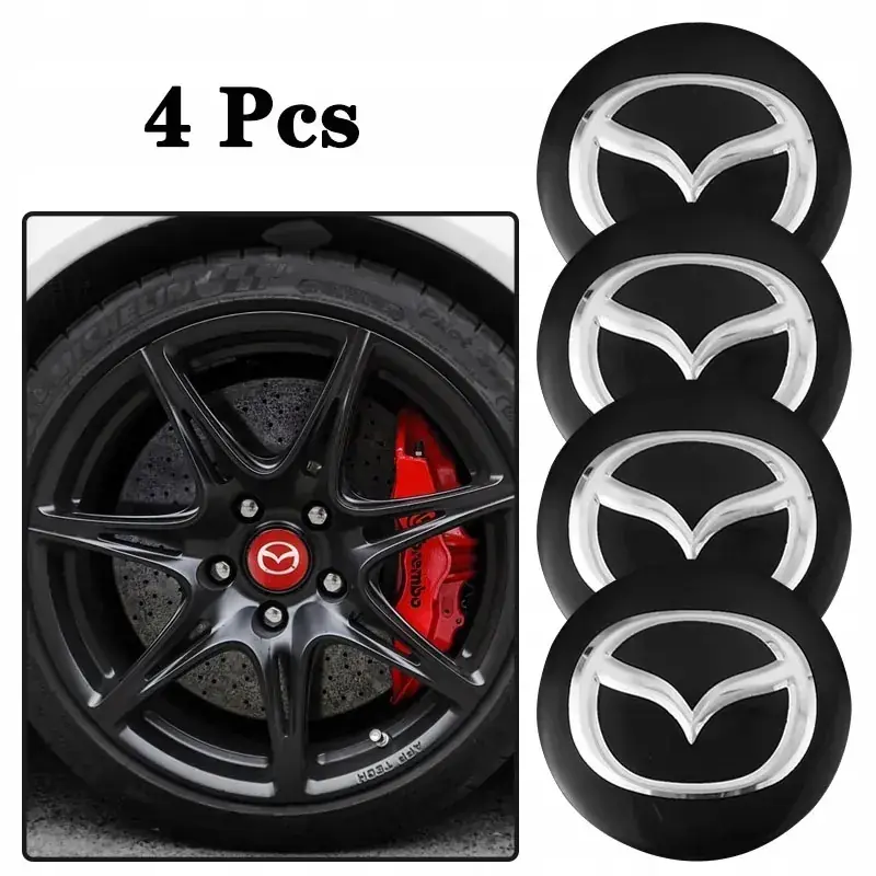 MAZDA 4szt. NAKLEJKI EMBLEMATY ZNACZKI 60mm ALUMINIOWE Nowość