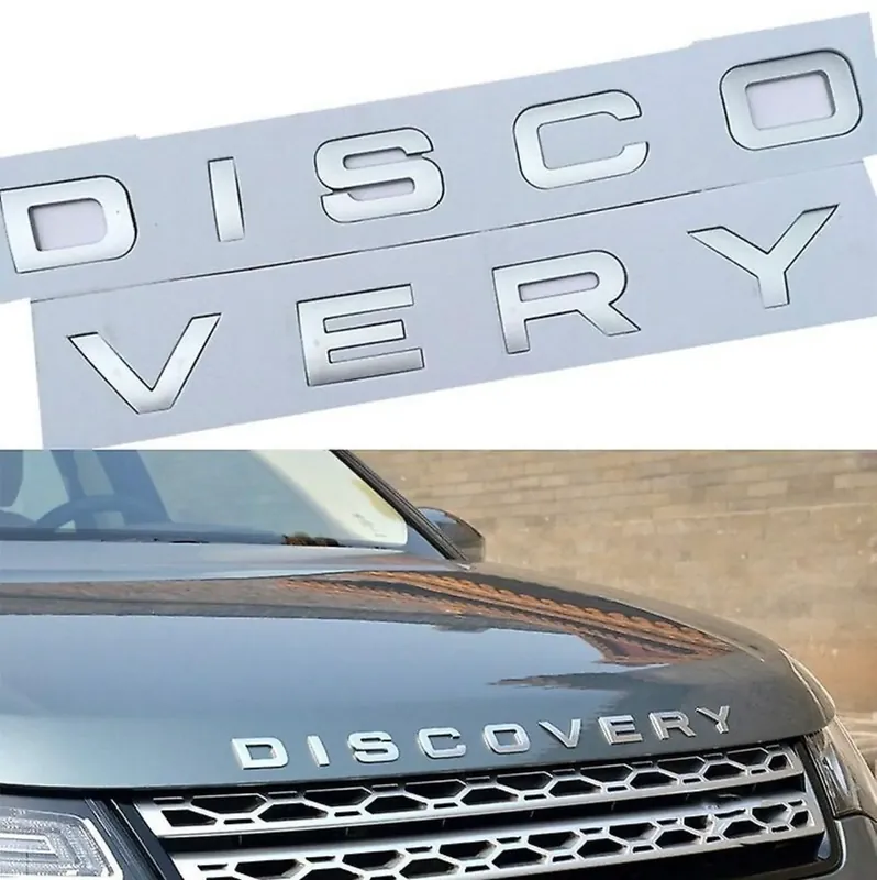 DISCOVERY emblemat logo napis srebrny grafitowy mat naklejka do Land Rover Zamów teraz