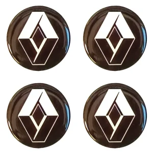 Autentyczny NAKLEJKI NA DEKIELKI FELGI KOŁPAKI RENAULT ZAMIENNIKI 55 MM CZARNO BIAŁE