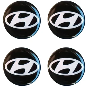 Wyprzedaż NAKLEJKI NA DEKIELKI FELGI KOŁPAKI HYUNDAI ZAMIENNIKI 55 MM CZARNO BIAŁE