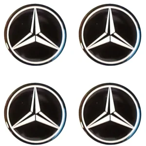 Wyprzedaż NAKLEJKI NA DEKIELKI FELGI KOŁPAKI MERCEDES ZAMIENNIKI 55 MM CZARNO BIAŁE