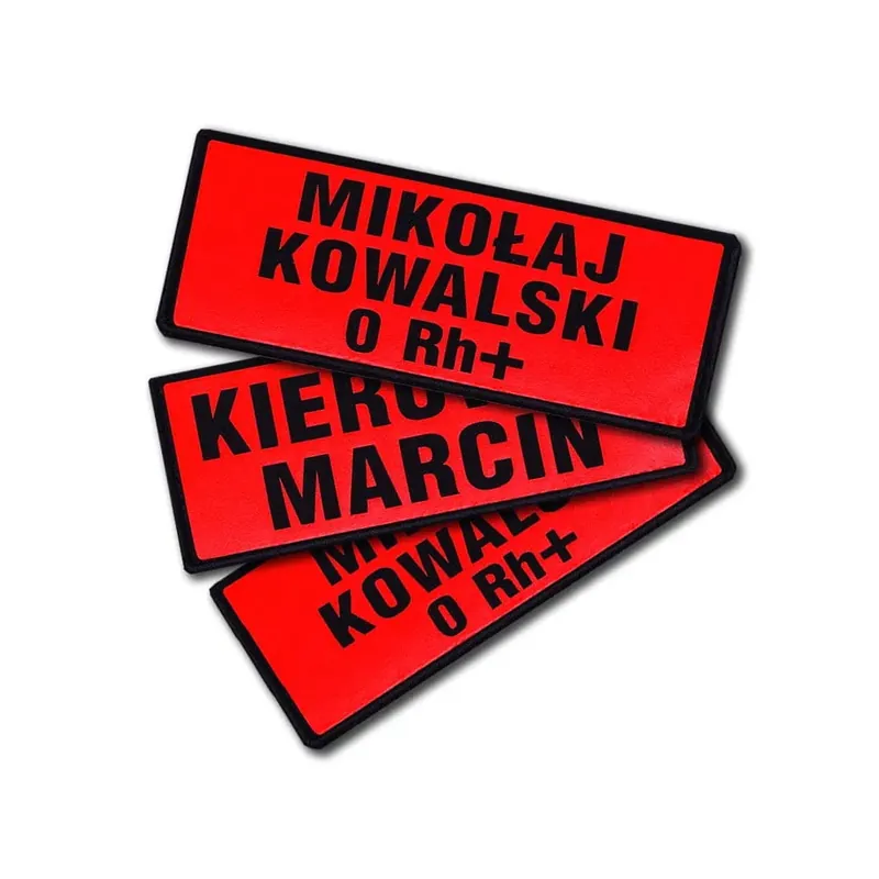 Imiennik tło FLUO 1-3 linijki tekstu na rzepie 13 x 5 cm Bezpieczna płatność