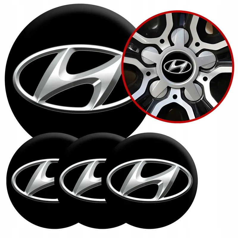 Nowość 4 Emblematy Dekielki na Felgi Kołpaki Koła HYUNDAI KOMPLET TOP 56mm