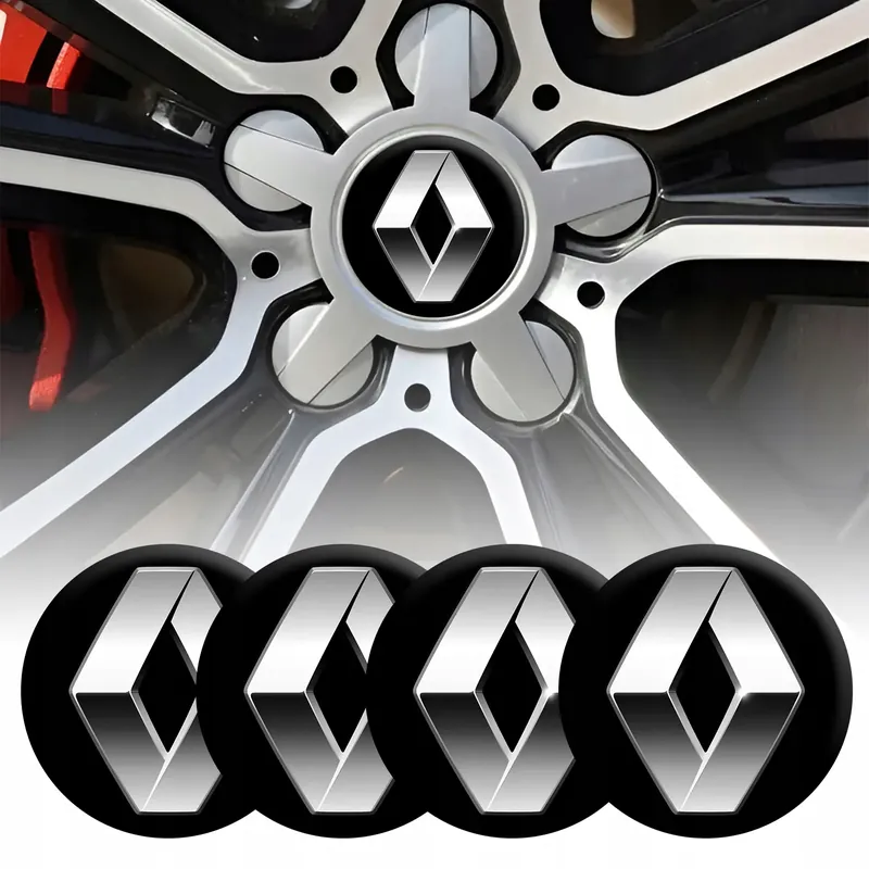 4 Emblematy Dekielki na Felgi Kołpaki Koła RENAULT KOMPLET TOP 56mm Rabat
