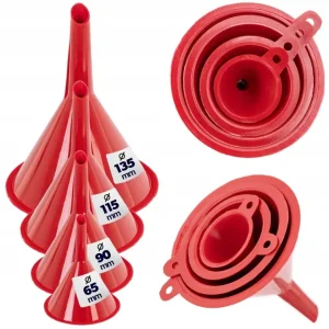 Wyprzedaż ZESTAW LEJKÓW 4w1 DO PALIWA OLEJU WODY KUCHNI LEJKI UNIWERSALNE LEJEK 4szt