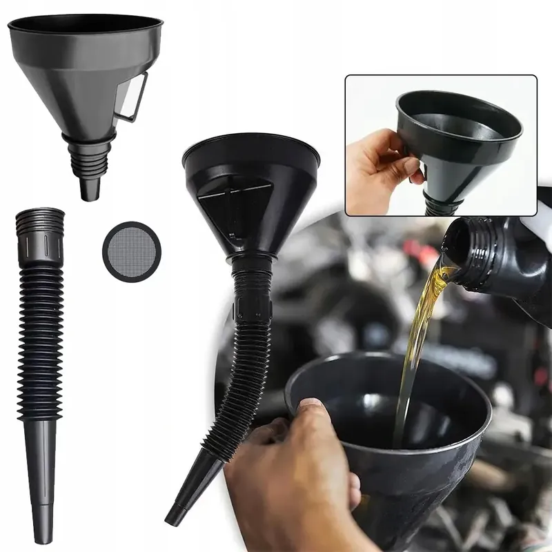 Uniwersalny Składany Lejek do Paliwa Olejów Płynów z Sitkiem GIĘTKI Wyprzedaż