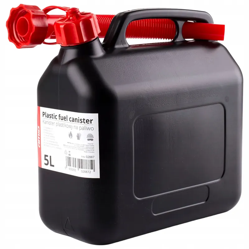 KANISTER ZBIORNIK NA PALIWO 5L PLASTIKOWY Z LEJKIEM NA OLEJ ROPĘ BENZYNĘ Promocja