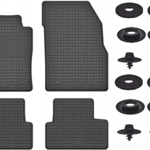 Wysoka jakość CZARNE DYWANIKI SAMOCHODOWE GUMOWE - Korytkowe ZESTAW rant 2CM STOPERY