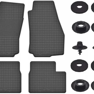 Szybka dostawa CZARNE DYWANIKI SAMOCHODOWE GUMOWE - Korytkowe ZESTAW rant 2CM STOPERY