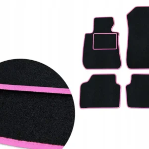 DYWANIKI WELUROWE VW GOLF VI (2008-2013) CZARNE - RÓŻOWE OBSZYCIE Ekspresowa dostawa