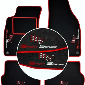 Tani DYWANIKI WELUROWE SEAT LEON I 1999- 2005 CZERWONA LAMÓWKA HAFT SPORT SERIES