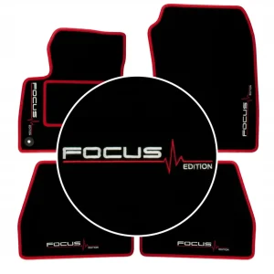 Popularny DYWANIKI WYCIERACZKI WELUROWE CZARNE DO FORD FOCUS MK3 (2010-2018)+4x HAFT