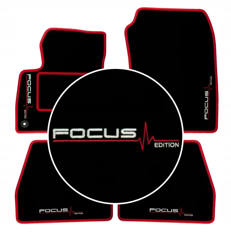 Popularny DYWANIKI WYCIERACZKI WELUROWE CZARNE DO FORD FOCUS MK3 (2010-2018)+4x HAFT