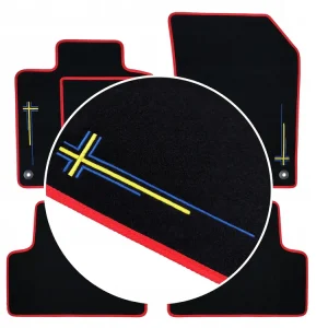 Niska cena DYWANIKI SAMOCHODOWE VOLVO C70 I (1997-2005) CZERWONE + 2 HAFTY