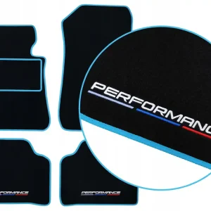 Autentyczny DYWANIKI WELUROWE BMW X7 G07 - 7 MIEJSC (2018-...) - BŁĘKITNE + 4x HAFT