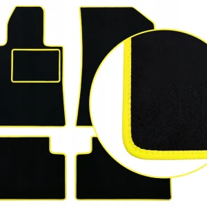 Oferta limitowana CZARNE DYWANIKI RENAULT MEGANE II (2002-2008) ŻÓŁTA LAMÓWKA