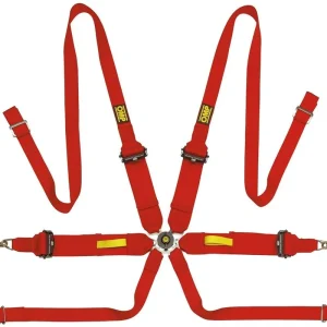 Autentyczny OMP Pasy bezpieczeństwa 6 - punktowe OMP Saloon Pull Up czerwone DA0203HL061