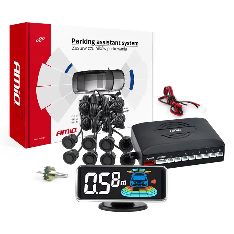 Czujniki parkowania cofania led 3d przód tył czarne gold 18mm amio-03192 Zamów teraz