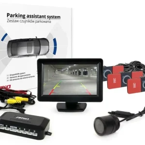 AMiO Zestaw czujników parkowania tft 4,3 z kamerą hd-307-ir 4 sensory srebrne Oferta limitowana