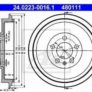 Wysoka jakość ATE Bęben hamulcowy 24.0223-0016.1