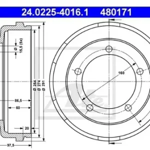 Oferta ATE Bęben hamulcowy 24.0225-4016.1
