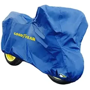 Goodyear Wytrzymała osłona motocykla do przechowywania wewnątrz/na zewnątrz z otworem na kłódkę, średni rozmiar. Wymiary: 203 x 89 x 122 cm Tylko dziś