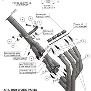 Zestaw części zamiennych do rury wydechowej LeoVince SMF154, stal nierdzewna, 5 mm Rabat