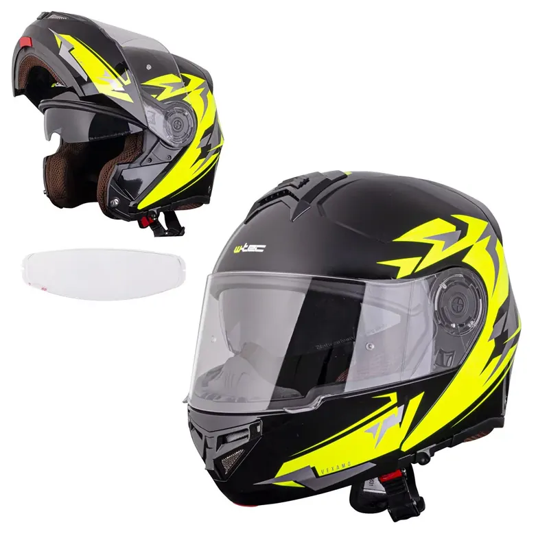 W-TEC Kask motocyklowy szczękowy z blendą Vexamo PI Graphic z Pinlockiem, Biała Grafika, XS (53-54) 20617-XS-2 Wysoka jakość